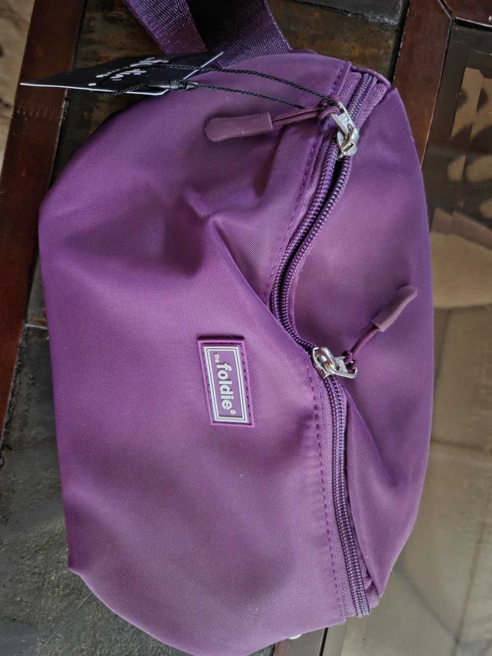 Foldie Purple Crossbody Bag with Dual Zip Pockets - Picture 1 of 3